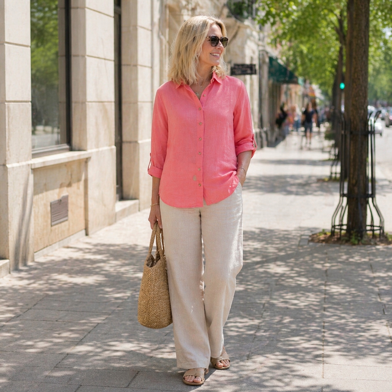 Favorit-skjorta, lin/viscose, cherry-cerise