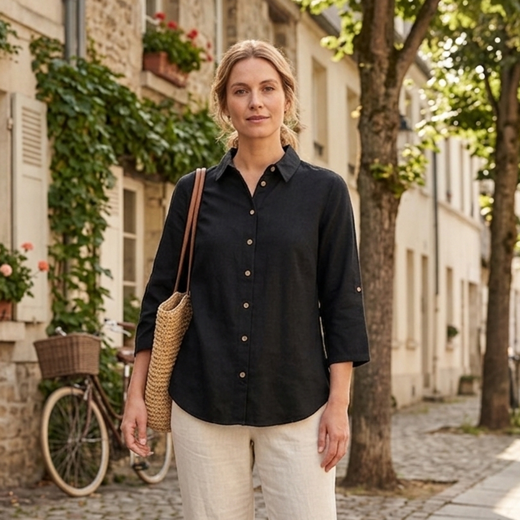 Favorit-skjorta, linne, svart