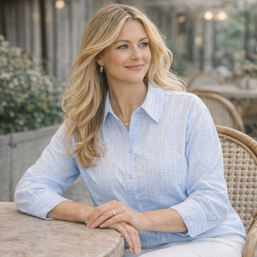 Skjortblus i seersucker (b�ckeb�lja)